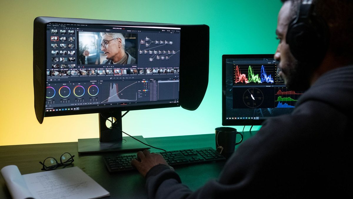 Video editing timeline on a computer monitor